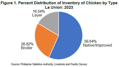 Figure 1. Percent Distribution of Inventory of Chicken by Type La Union 2023