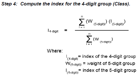 Step 4 Compute the index for the 4-digit group (Class).