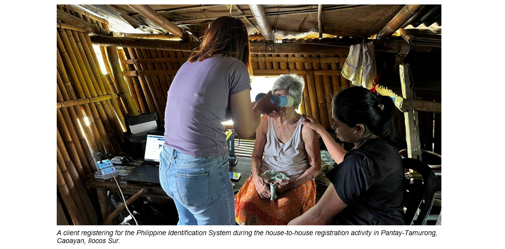 A client registering for the Philippine Identification System during the house-to-house registration activity in Pantay-Tamurong, Caoayan, Ilocos Sur.