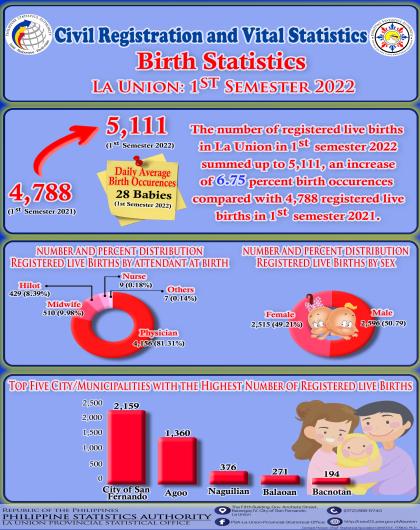 33R01-IG2023-84 Birth Statistics in La Union for 1st Semester 2022