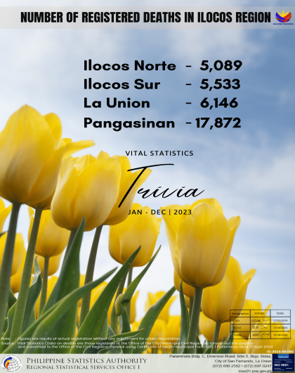 Number of Registered Deaths in Ilocos Region 2023